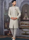 Caream Art Embroidered Banarasi Silk Wedding Heavy Sherwani 180563