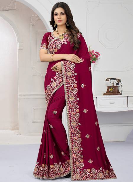 Cherry Colour Nari Fashion Aparnaa Heavy Designer Party Wear Sarees Catalog 6724