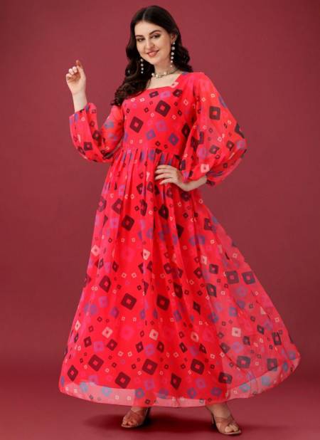 Cherry Red Colour Alison Biva Fancy Wear Wholesale Designer Gown Catalog 5003
