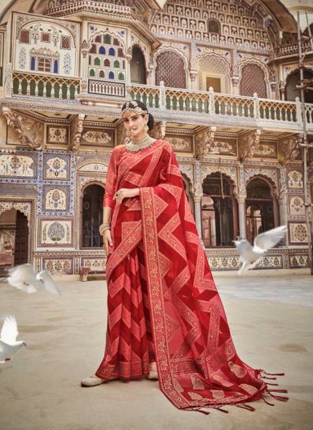Cherry Red Colour Amelia By Rajpath 59001 To 19006 Designer Sarees Catalog 59004