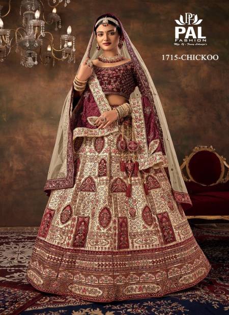 Chickoo Colour Pal Fashion Velvet Heavy Embroidery Hand Work Bridal Lehenga Choli Catalog 1715 B