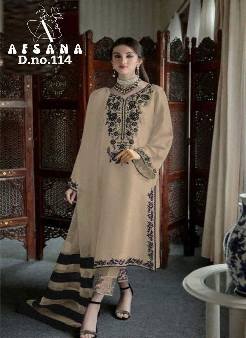 Chikoo Colour Afsana 114 Colors Pakistani Salwar Suit Catalog 114 E