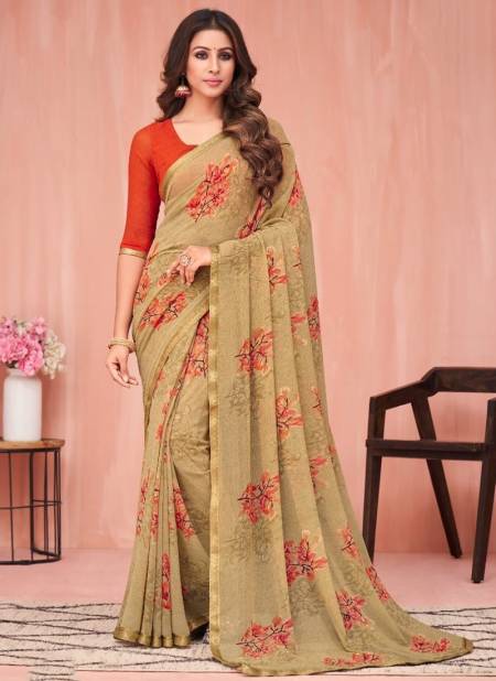 Chikoo Colour Peacock Wholesale Daily Wear Sarees Catalog 15406 A