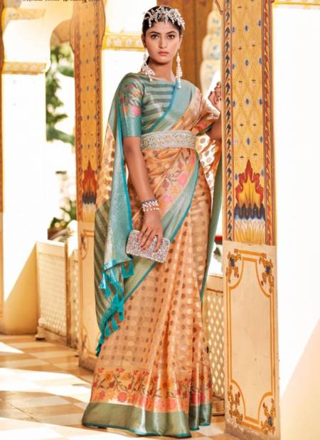 Chikoo Colour Sanskriti The Fabrica Wedding Wear Wholesale Printed Sarees Catalog 12005