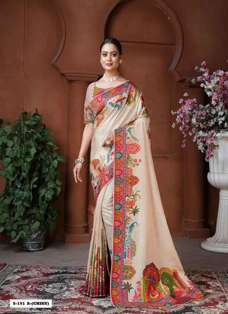 Chiku Colour Anaara By Tathastu Dola Silk Designer Saree Wholesale Shop In Surat S 191 A