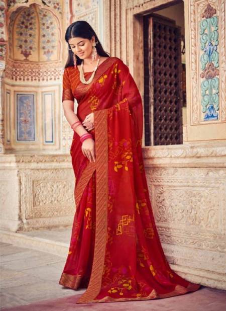 Chilli Red Colour Jalsa Vol 6 By Vipul Georgette Printed Daily Wear Sarees Wholesale Price In Surat 75604