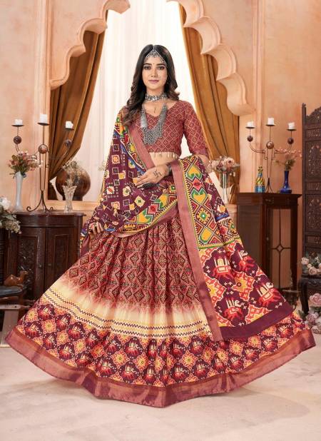 Chocolate Colour SS Navratri Special Silk Cotton Lehenga Choli Orders In India GS3270