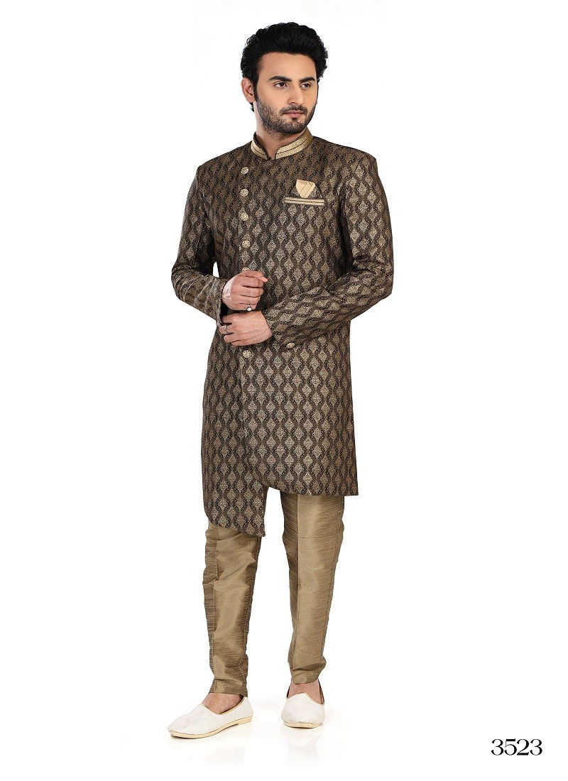 Coffee Colour 1646 2 Function Wear Mens Indo Western Surat Wholesale Market 3523