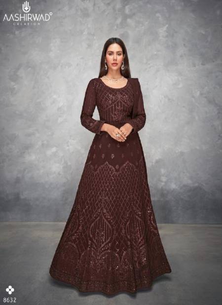 Coffee Colour Anamika By Aashirwad Gown Catalog 8631