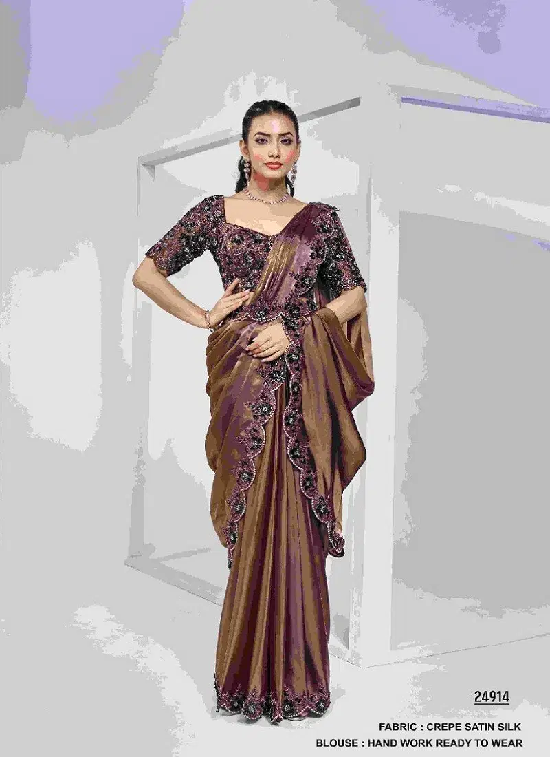 Coffee Colour Elyssia Mohmanthan Royal By Mahotsav Designer Party Wear Saree Wholesale In India 24914