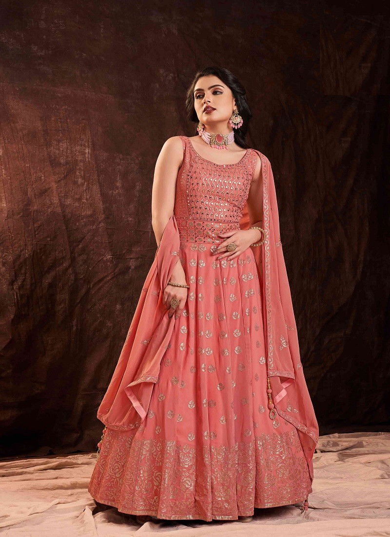 Coral Colour Zoya Vol 3 By Arya Designs Gown Catalog 63004