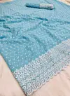 Sky Blue Designer Redolence Zankhna Latest Cotton Meenakari Work Party Wear Saree Collection RZ 002