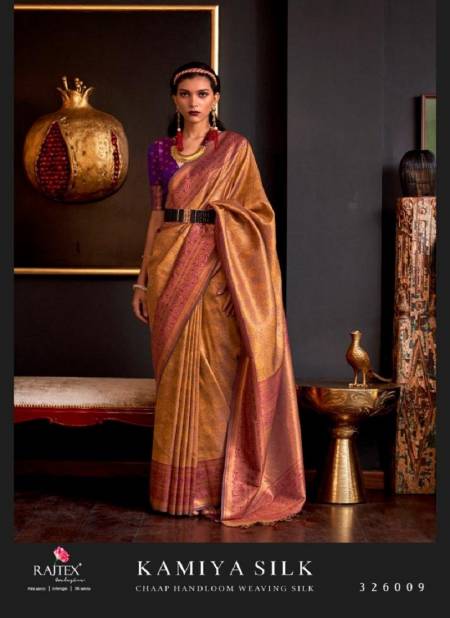Cream And Gold Colour Kamiya Silk By Rajtex Silk Designer Saree Catalog 326009
