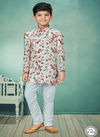 Cream And Mix Colour Kids Indo Western Sherwani Catalog K 572