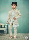 Cream And Off White Colour Kids Indo Western Sherwani Catalog K 580