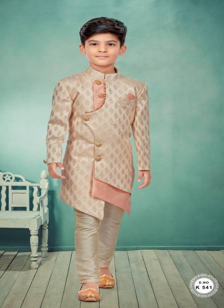 Cream And Pink Colour Kids Indo Western Sherwani Catalog K 541