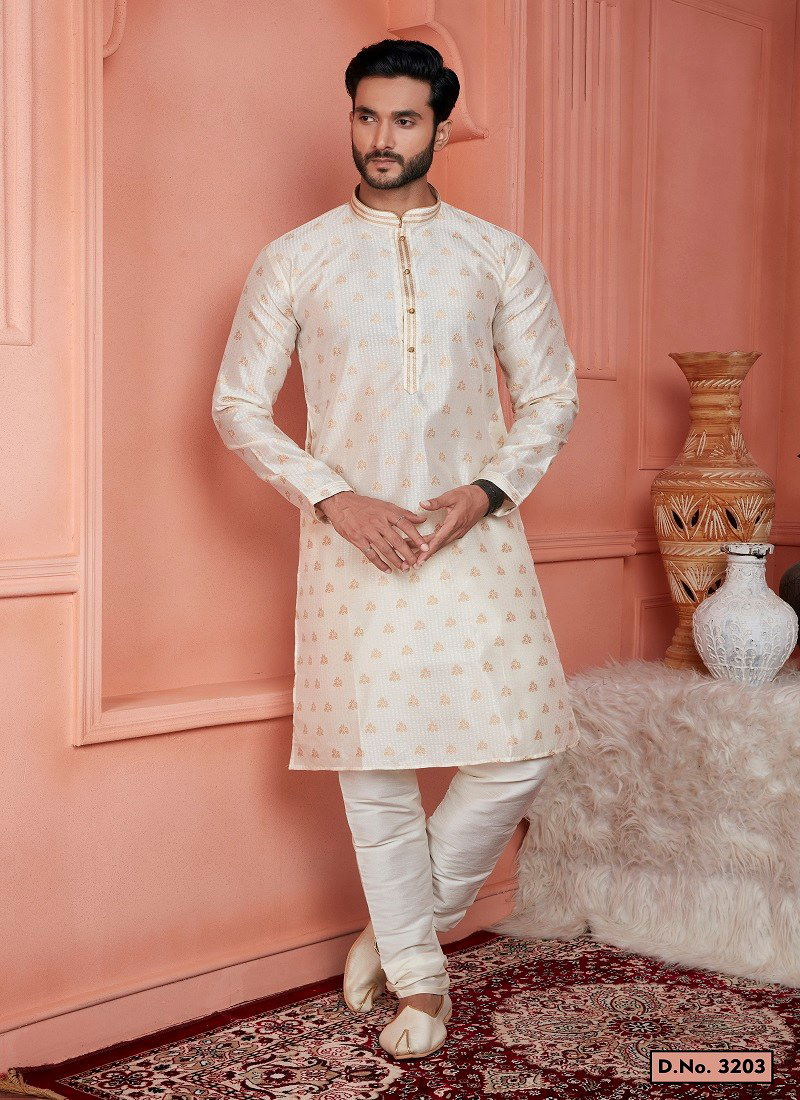 Cream Colour 1659 Function Wear Mens Indo Western Surat Wholesale Market 3203