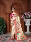 Cream Colour Anaara By Tathastu Dola Silk Designer Saree Wholesale Shop In Surat S 194 D