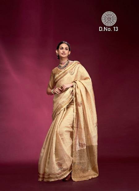 Cream Colour Dazzling By Kala Jamun Pure Tusser Wedding Wear Saree Wholesale In India 13