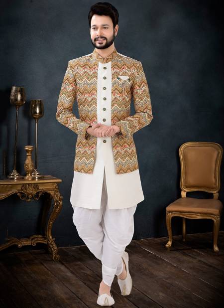Cream Colour Function Wear Mens Wholesale Indo Western 1704