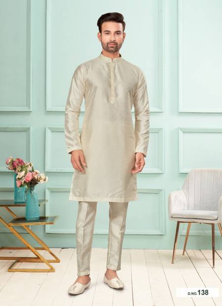 Cream Colour GS Fashion Wedding Mens Wear Designer Kurta Pajama Wholesale Market In Surat 138