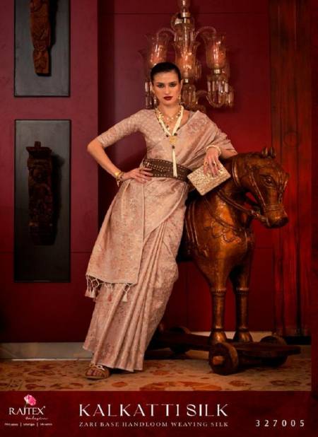Cream Colour Kalkatti Silk By Rajtex Zari Silk Designer Saree Catalog 327005
