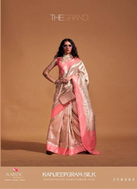 Cream Colour Kanjeepuram Silk By Rajtex Kanjivaram Silk Designer Saree Catalog 358003