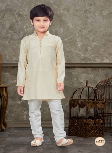 Cream Colour Kids Vol 5 Boys Wear Kurta Pajama And Indo Western Catalog K 772