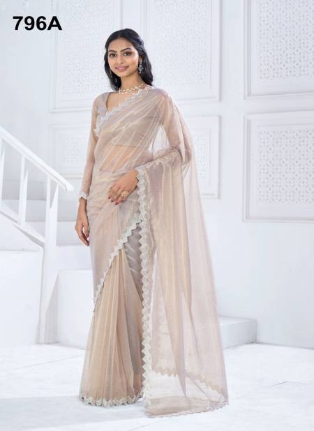 Cream Colour Mehek 796 A TO E Soft Organza Party Wear Saree Wholesale market In Surat With Price 796 A