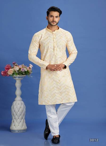 Cream Colour Party Mens Wear Pintux Stright Kurta Pajama Wholesale Online 3012