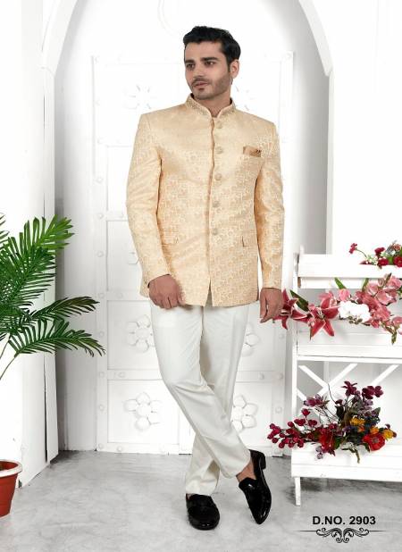 Cream Colour Party Wear Mens Desginer Jodhpuri Jacket Wholesale Online 2903
