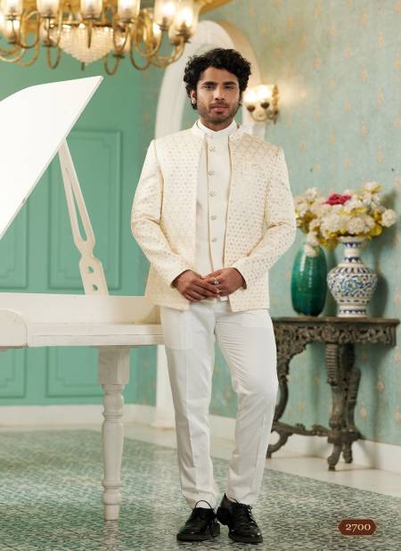 Cream Colour Party Wear Mens Designer Jodhpuri Suit Wholesale Clothing Distributors In India 2700