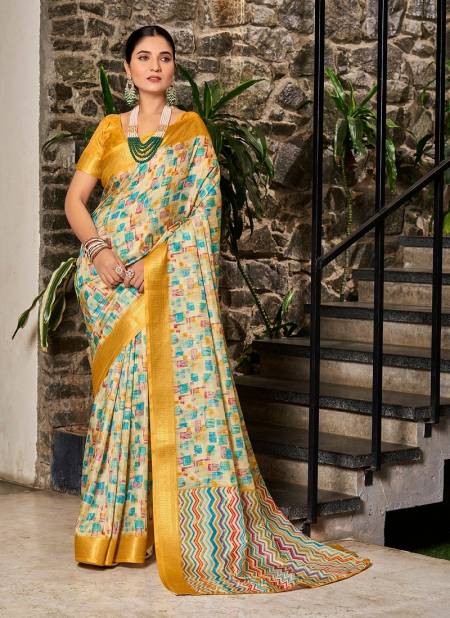 Cream Colour SS 178 Women Geometric Printed Saree Wholesale Market In Surat With Price DS-129