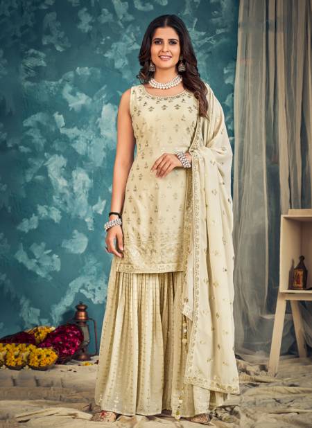 Cream Colour Seher By Dresstive 201 To 205 Sharara Suit Catalog 203