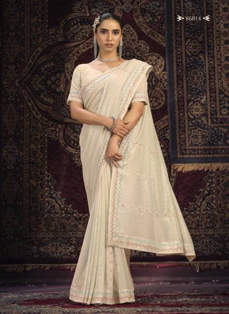 Cream Colour Swarna Vol 8 By Arya Designs Party Wear Georgette Saree Online Wholesale 86014