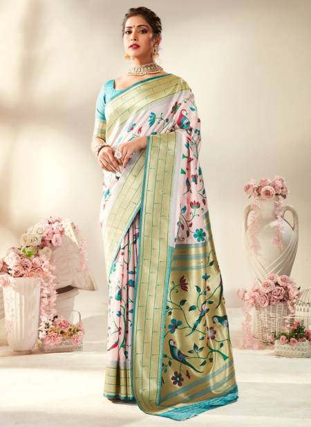 Cream Colour Tanishq Paithani Silk Rajpath Exclusive Wear Wholesale Printed Sarees Catalog 99004