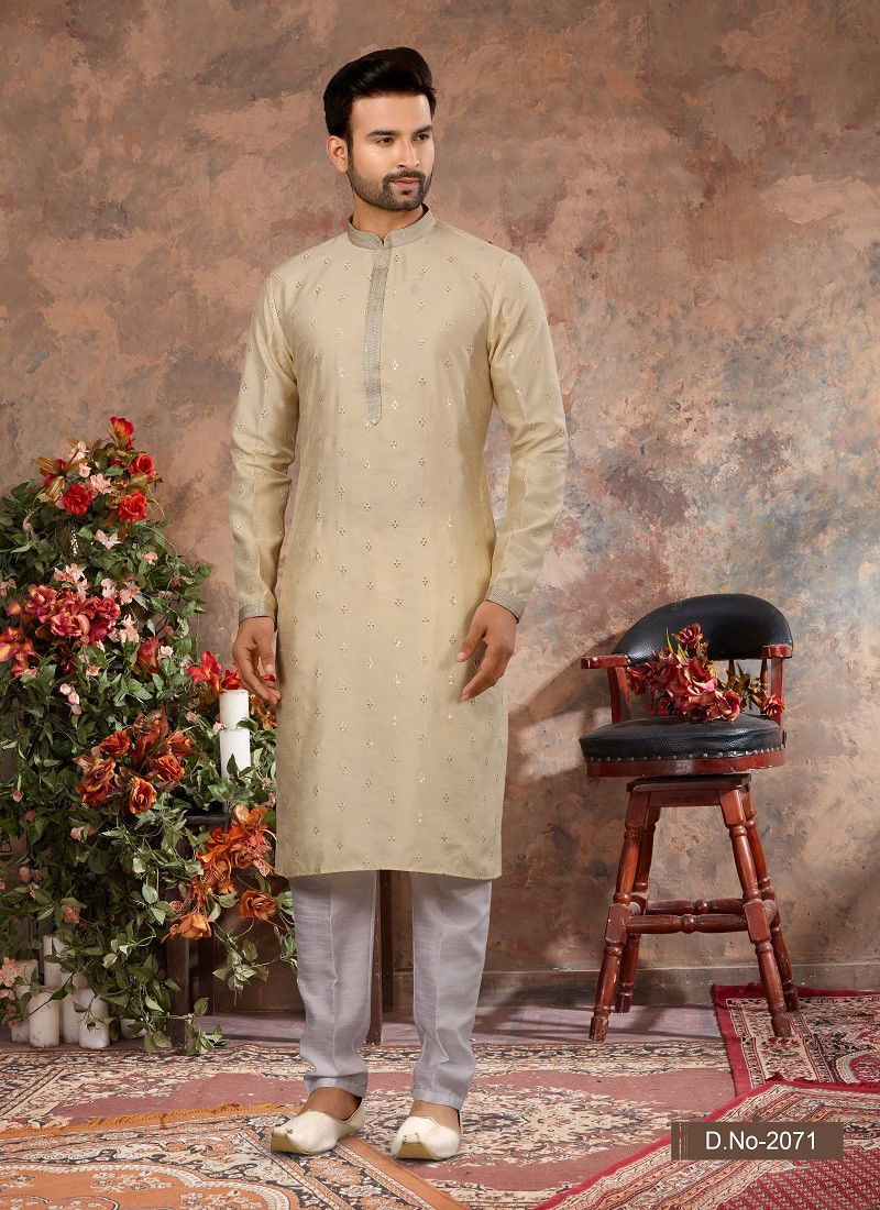 Cream Colour Vol 10 Wedding Wear Mens Kurta Pajama Orders In India 2071