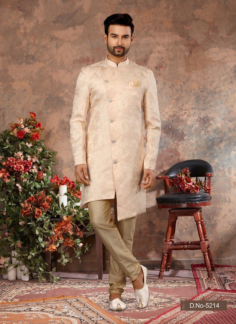 Cream Colour Vol 11 Wedding Wear Mens Indo Western Suppliers In India 5214