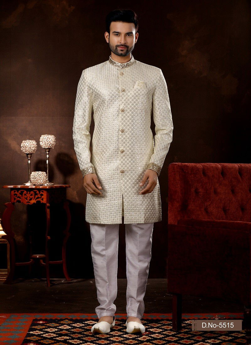 Cream Colour Vol 12 Function Wear Mens Sherwani Suppliers In India 5515