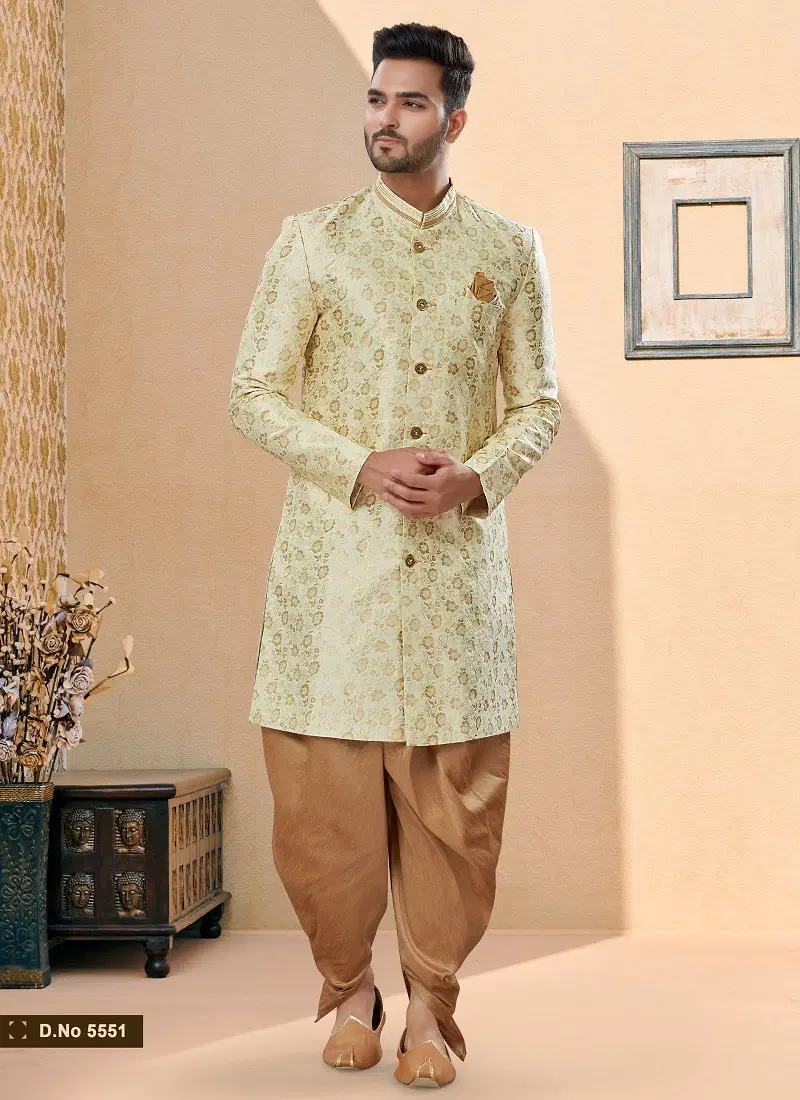 Cream Colour Vol 14 Function Wear Mens Sherwani Wholesalers In Delhi 5551