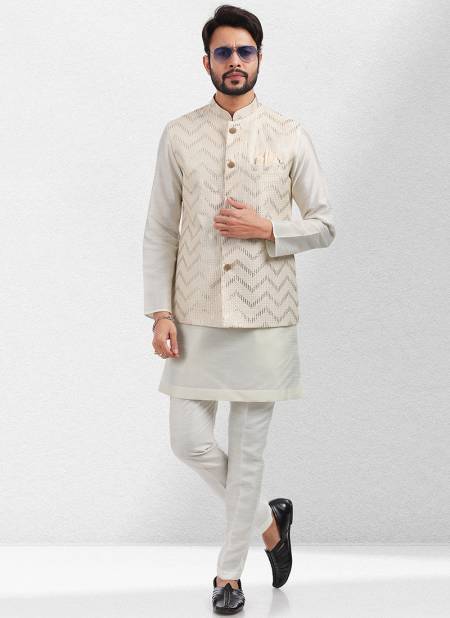 Cream Colour Vol 43 Function Wear Modi Jacket Kurta Pajama Catalog 1840