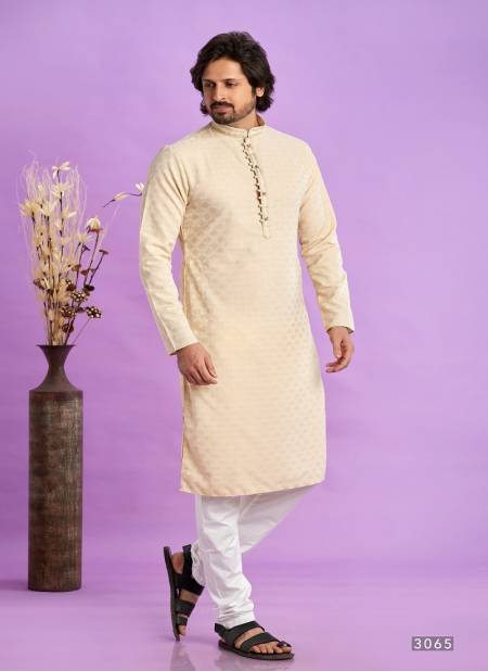Cream Colour Wedding Mens Wear Pintux Stright Kurta Pajama Wholesale Clothing Suppliers In India 3065