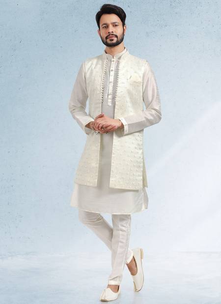 Cream Colour Wedding Wear Wholesale Modi Jacket Kurta Pajama 1854