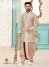 Cream Dupion Silk Readymade Mens Dhoti Kurta 1819