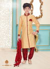 Cream Gold Readymade Kids Kurta Payjama Cotton Linen 1911