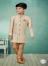 Cream Mix Colour Kids Indo Western Sherwani Catalog K 560