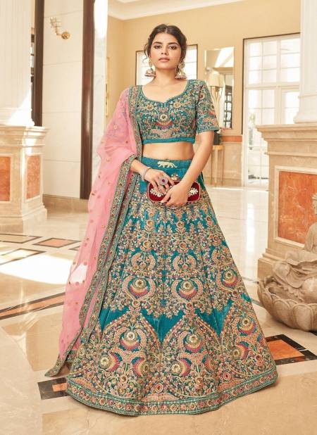 Cultural Vol 3 By Zeel Designer Velvet Lehenga Choli Wholesale Online 7071-Teal