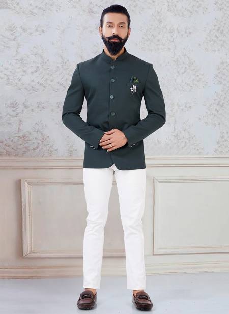 Party Wear Green color Rayon fabric Jodhpuri Suit : 1876277