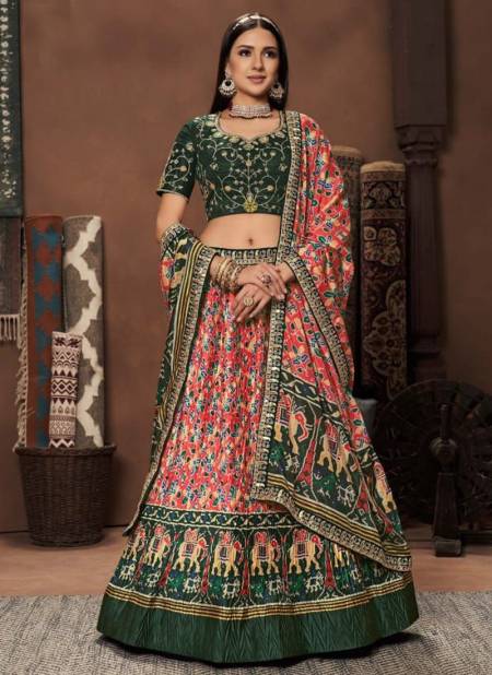 Buy Dark Green Chinon Designer Lehenga Choli with Jacket | Designer Lehenga  Choli