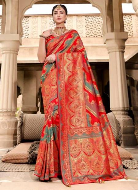 Designer Red Indian Wedding Banarasi Silk Saree SRSA322104 –  ShreeFashionWear